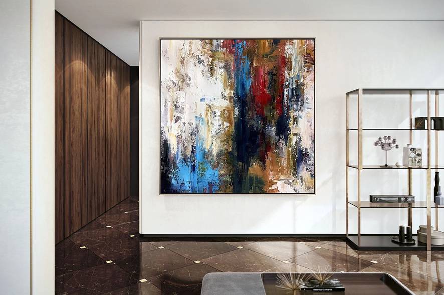 Gray Hand-painted Contemporary Abstract Canvas Artwork Q1R4B